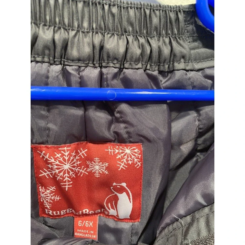 Water Proof Snow Ski Pants Rugged Bear Size 6/6X Kids Youth Polyester NWOT Grey